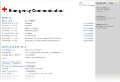 Emergency Communications Page