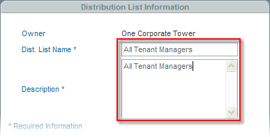 Distribution List Information