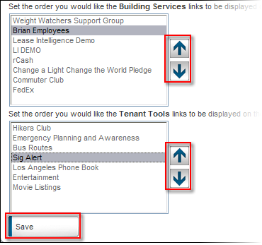 My Workspace Links Ordering