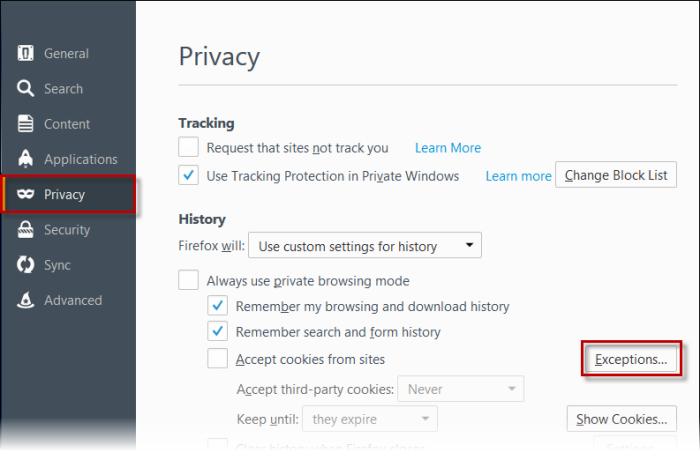 Firefox Privacy Picture