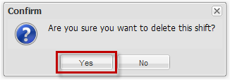 Deleting Shifts Confirmation Screen Picture