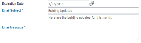 Expiration Date, Email Subject, and Email Message